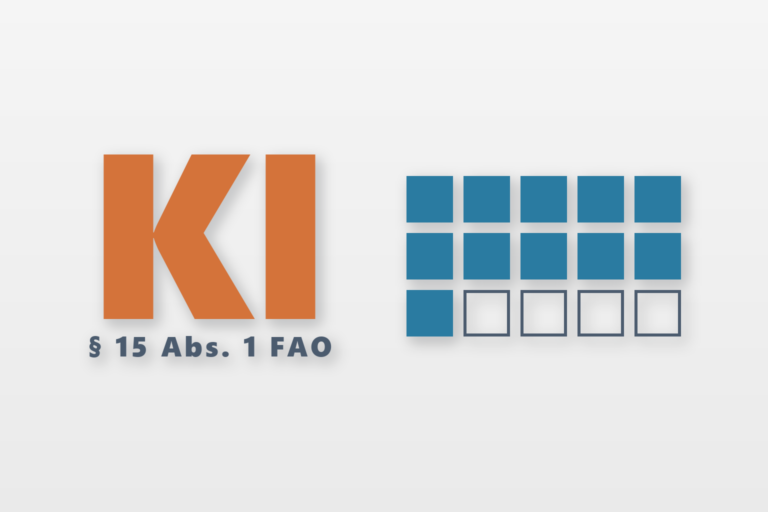 KI und § 15 Abs. 1 FAO: Raster aus 15 Stunden, vier davon zählen nicht